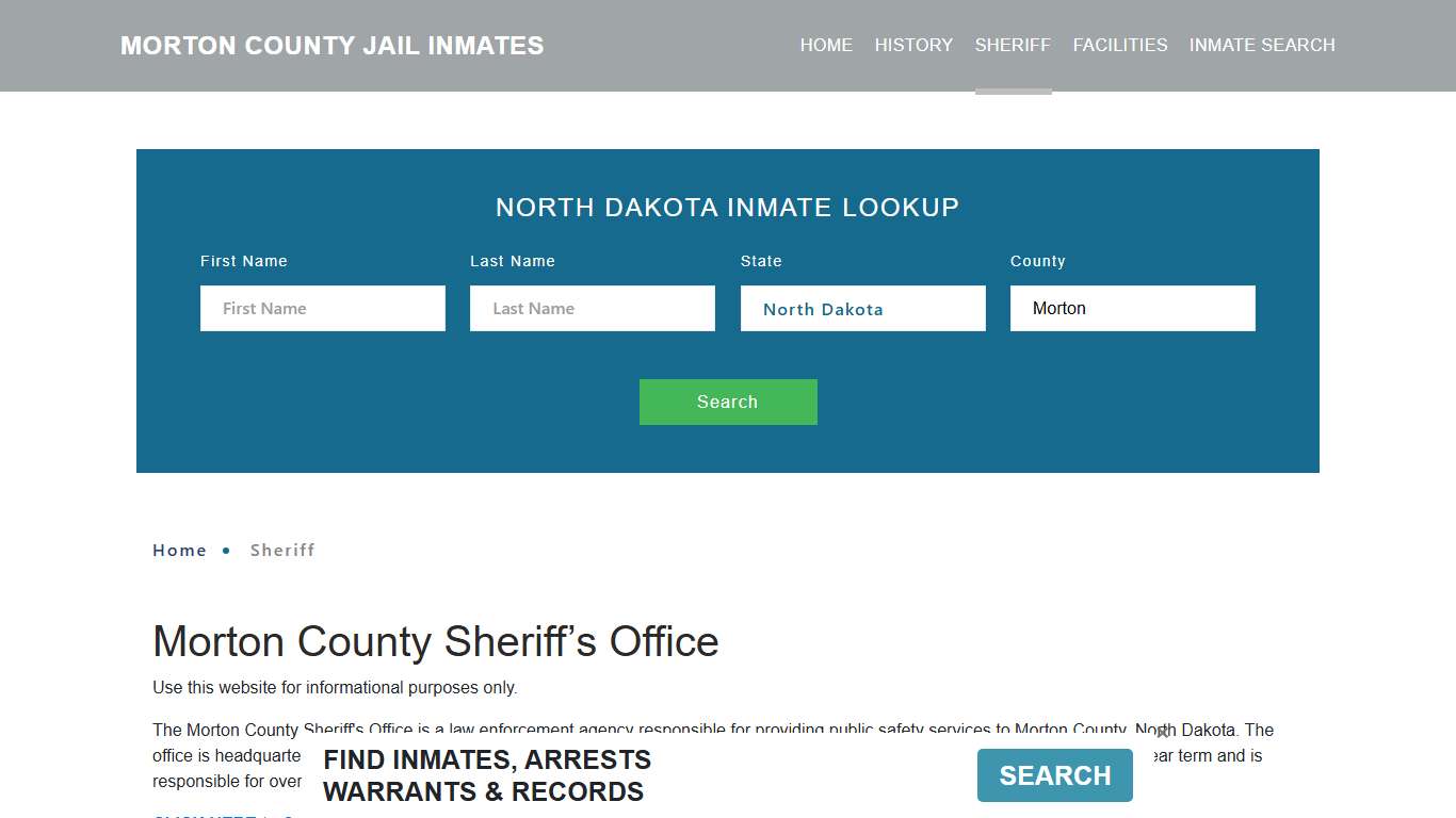 Morton County Sheriff, ND Arrest Warrant Lookup